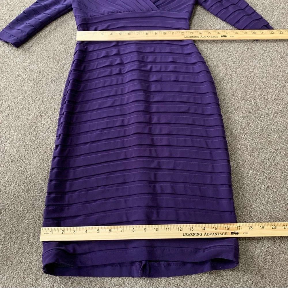 Adrianna‎ Papell Tiered V Neck Bodycon Formal Mini Dress Womens Size 4 Purple - Picture 7 of 8